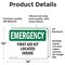Signmission First Aid Kit Located Inside, 14 in W x Rectangle, Vinyl Decal OS-2PACK-EM-D-1014-L-10375 - alternate 2